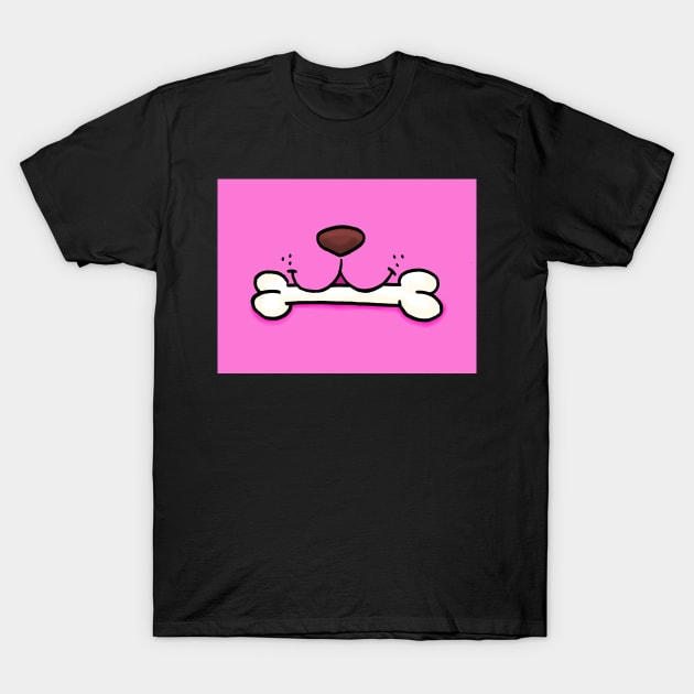 Dog Mouth With Bone Face Mask (Pink) T-Shirt by dogbone42